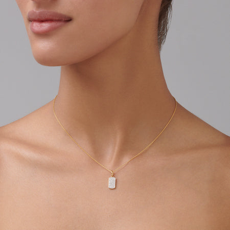 Capri Dreaming® Petite Diamond Dog Tag Necklace | 18K Yellow Gold