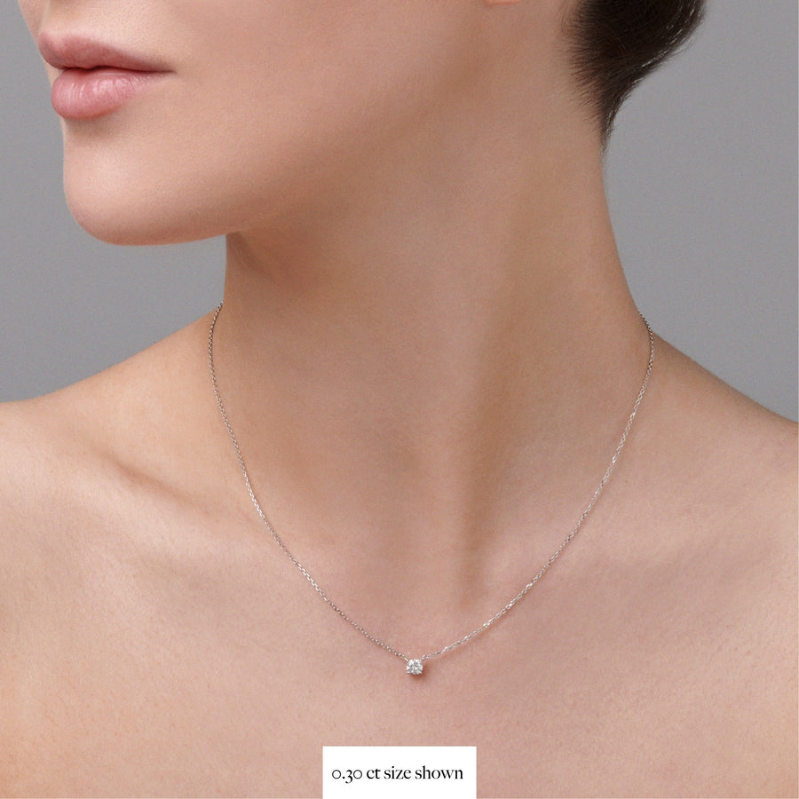 Classic 4 Claw Diamond Pendant Necklace | Yellow Gold