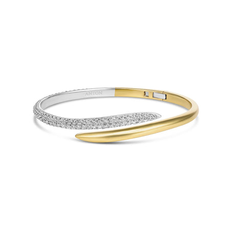 Artisan Two Tone Diamond Bangle | 18K Yellow Gold