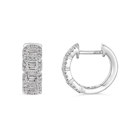 Artisan Valley Halo Diamond Hoops | 18K White Gold