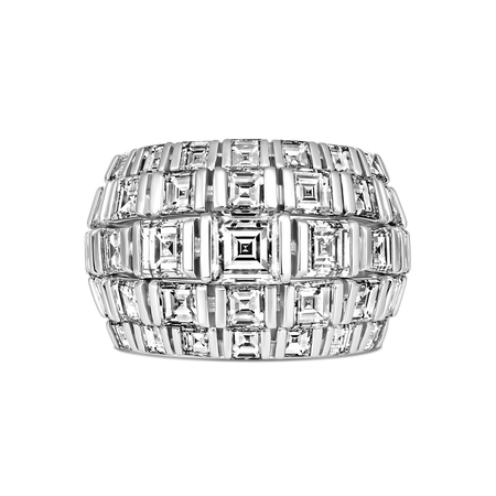 Artisan High Jewellery High Dome Baguette Diamond Ring | Platiunum