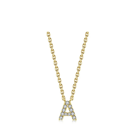 Initial Diamond Pendant Necklace | 18K Yellow Gold
