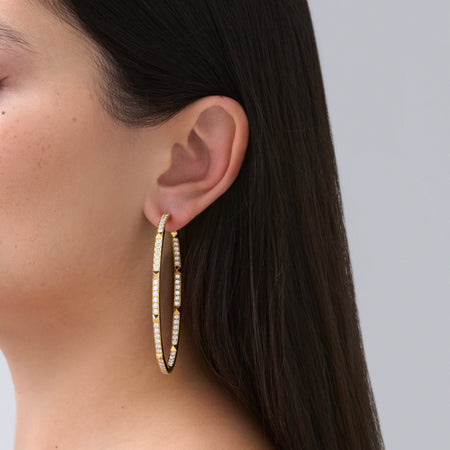 R.08® Une Full Moon Large Hoop Earrings | 18K Yellow Gold