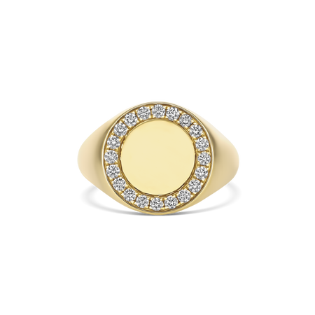 Capri Dreaming® Solid Gold Halo Diamond Signet Ring | 18K Yellow Gold