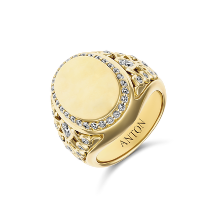 Capri Dreaming® Bold Crest Diamond Signet Ring | 18K Yellow Gold