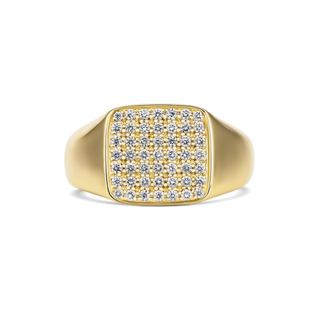 Capri Dreaming® Pavé Natural Diamond Square Signet Ring  | 18K Yellow Gold