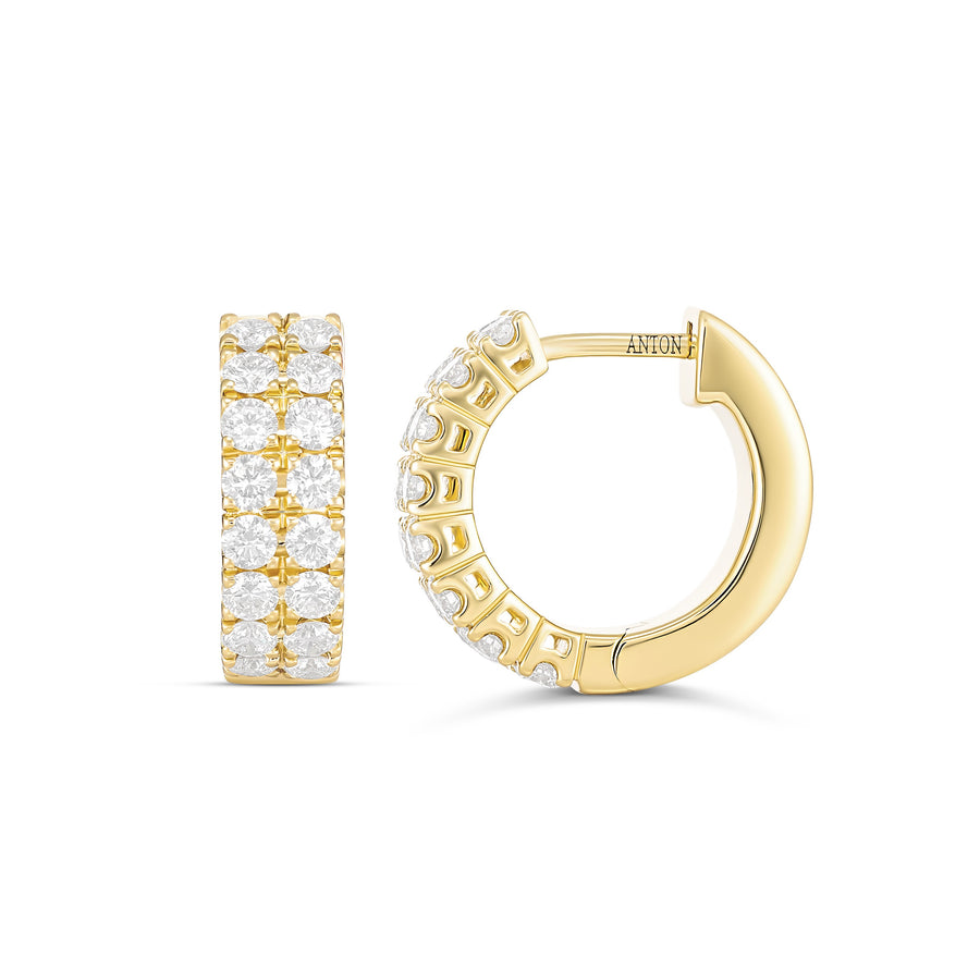 Classic Double Row Half Moon Small Hoops | Yellow Gold