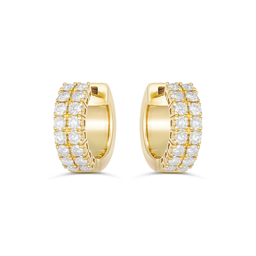 Classic Double Row Half Moon Small Hoops | Yellow Gold