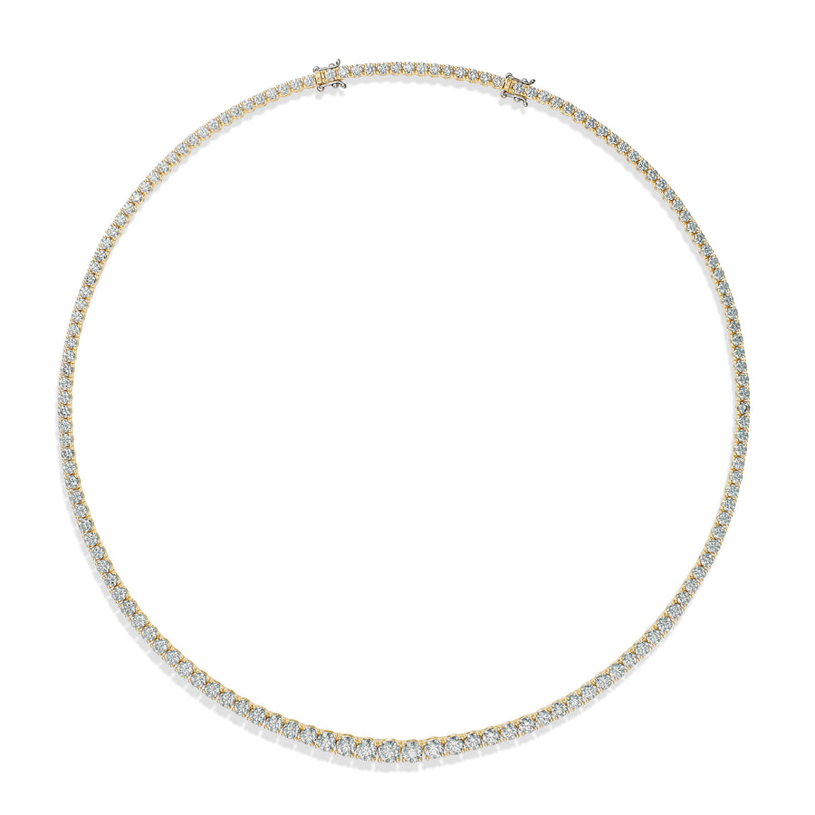 Classic Tennis 12CT Diamond Necklace | Yellow Gold