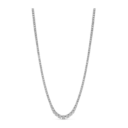 Promotional Finds Graduated Half Eternity Natural Diamond Tennis Necklace | 18K White Gold