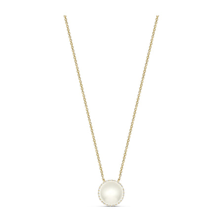 Classic South Sea Pearl and Diamond Halo Necklace | 18K Yellow Gold