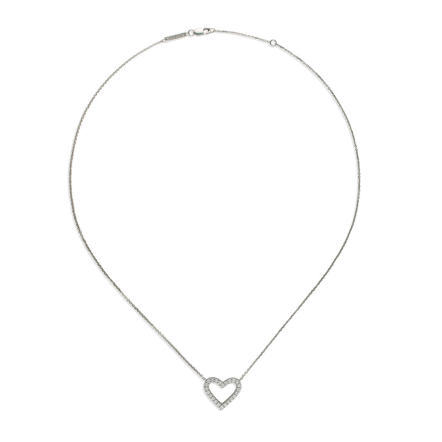 Classic Diamond Heart Necklace | White Gold