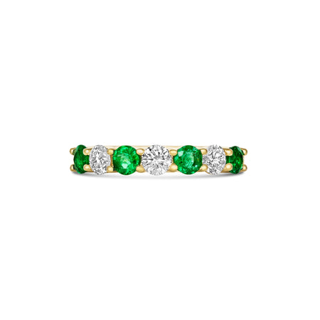 Classic Emerald and Diamond Large Ring | 18K Yellow Gold