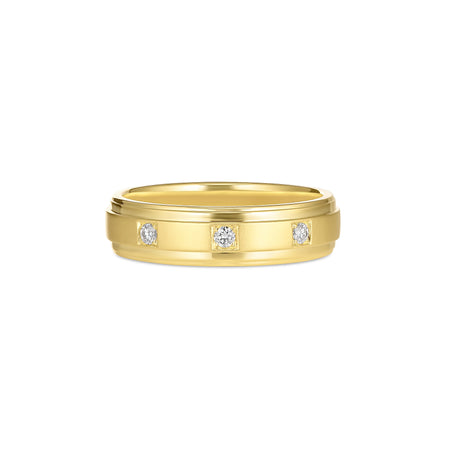 Men's Trio Diamond Wedding Band | Yellow Gold