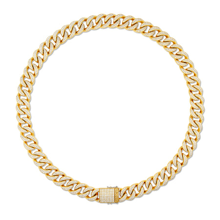 Men's Cuban Diamond Link Chain Necklace | Yellow Gold