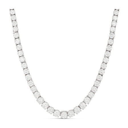 Hot Rocks® Round Brilliant Cut Diamond Tennis Necklace | 18K White Gold