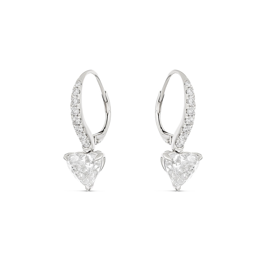 Classic Harmony Heart Diamond Drop Earrings | White Gold