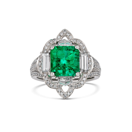 Regal Collection® Emerald Gemstone and Diamond Ring | White Gold