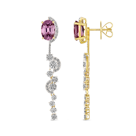 Galaxy Spinel and Diamond Studs with Removable Drop Earrings | 18k Yellow Gold