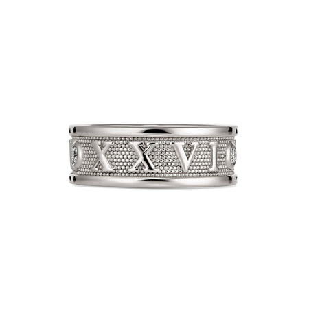Roman Numeral Diamond Ring | White Gold