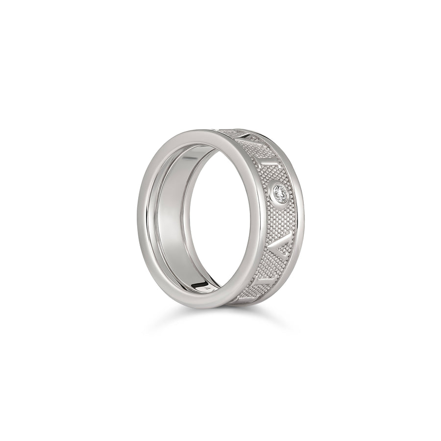Roman Numeral Diamond Ring | White Gold