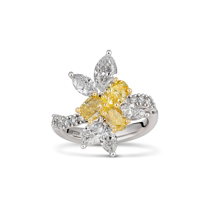 Riviera Cannes Cluster Fancy Yellow Diamond Ring