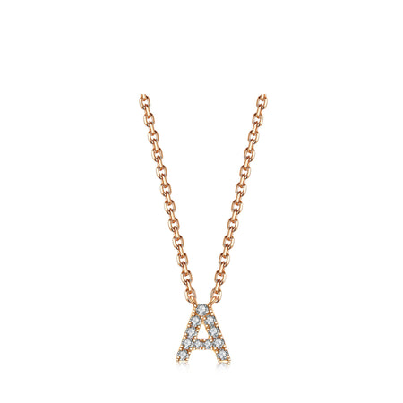 Initial Diamond Pendant Necklace | Rose Gold