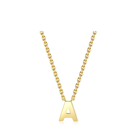 Initial Plain Pendant Necklace | 18K Yellow Gold