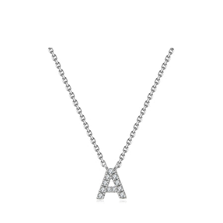 Initial Natural Diamond Pendant Necklace | 18K White Gold