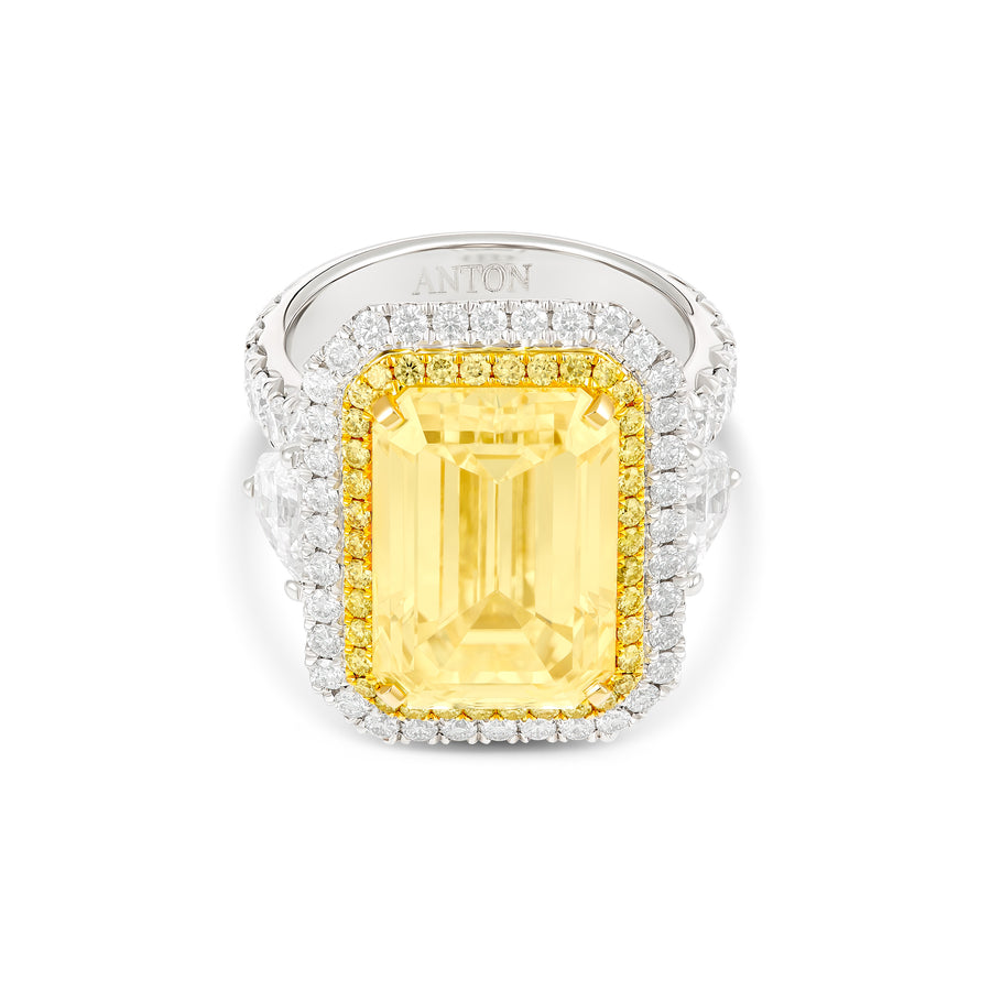High Jewellery Emerald Cut Fancy Yellow Diamond Ring