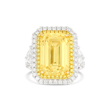 High Jewellery Emerald Cut Fancy Yellow Diamond Ring | Platinum