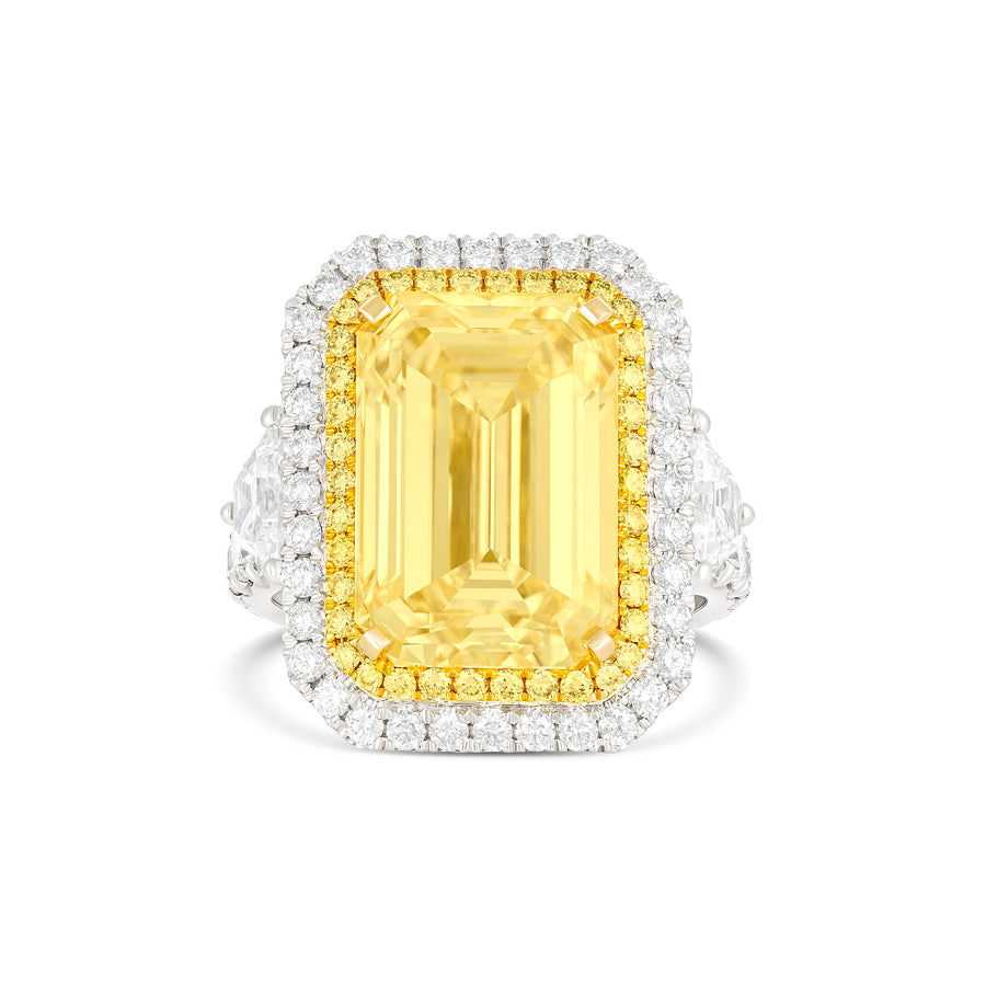High Jewellery Emerald Cut Fancy Yellow Diamond Ring