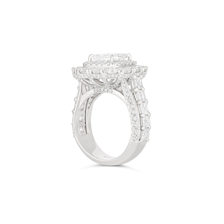 Hot Rocks® Collection Cushion Cut Engagement Ring with Double Diamond Halo | Platinum
