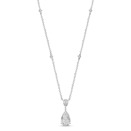 High Jewellery Pear Cut Diamond Pendant Necklace | White Gold