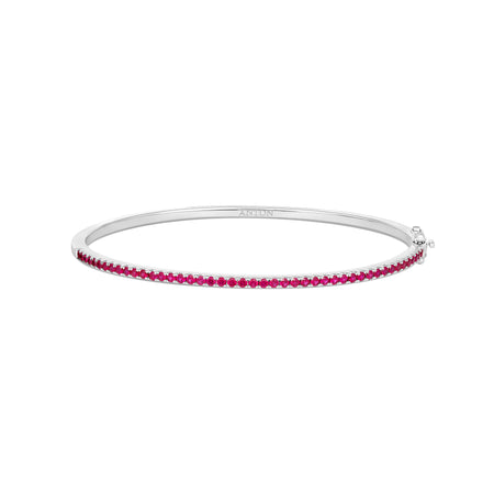Krisscut Half Moon Ruby Gemstone Bangle | 18K White Gold