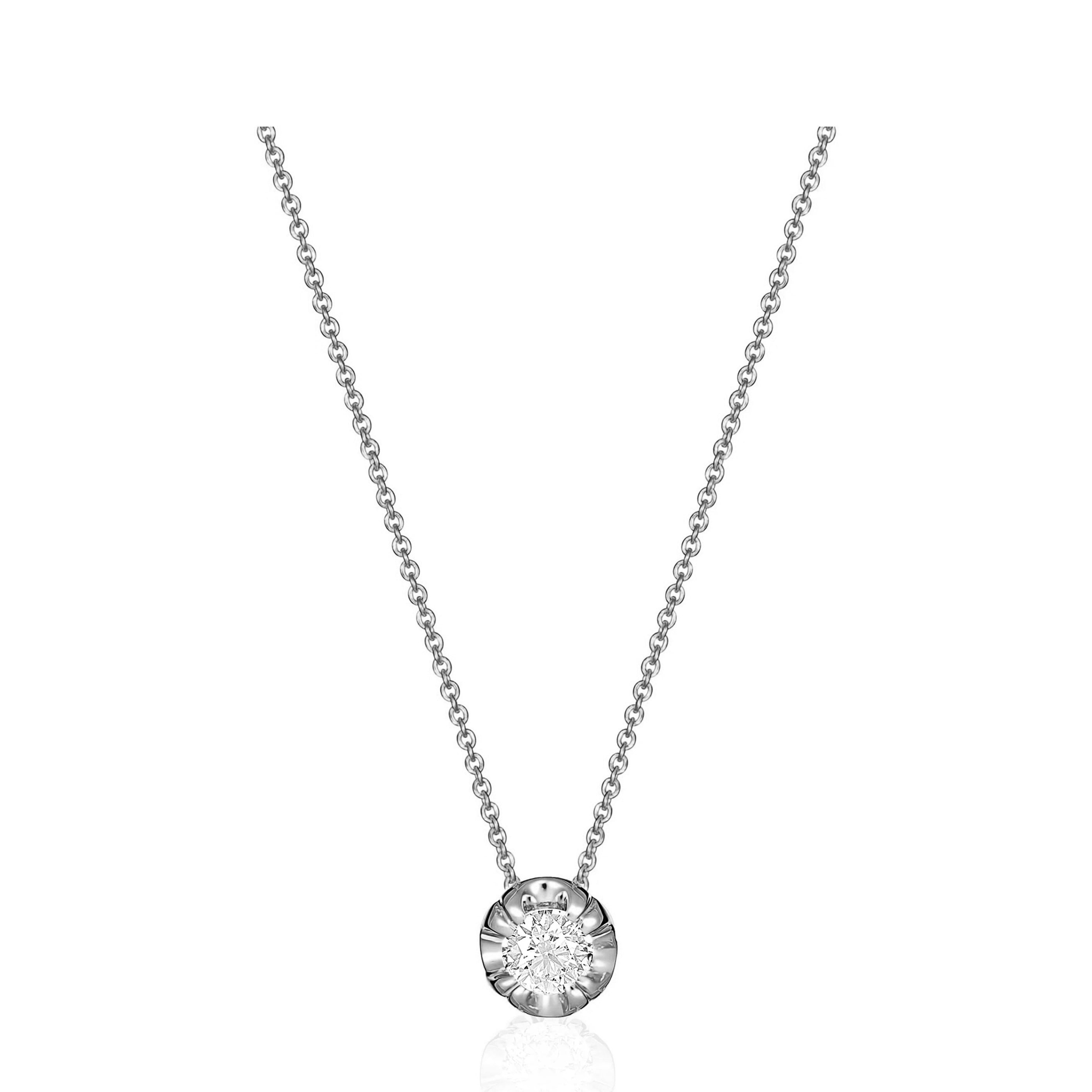 Allure Large Diamond Pendant Necklace White Gold ANTON Jewellery