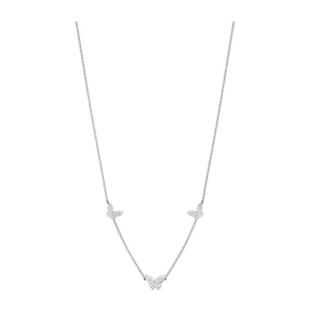 Little Rocks® Butterfly Trio Necklace | 18K White Gold