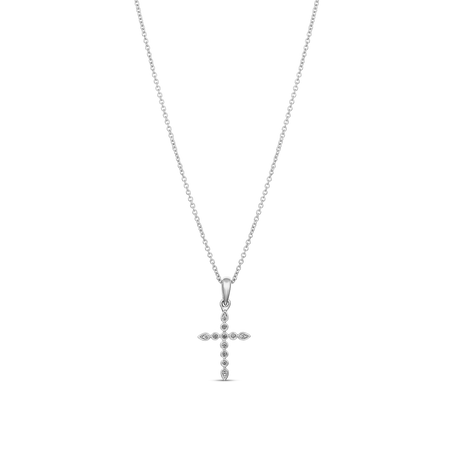 Little Rocks® Verity Diamond Cross Necklace | 18K White Gold