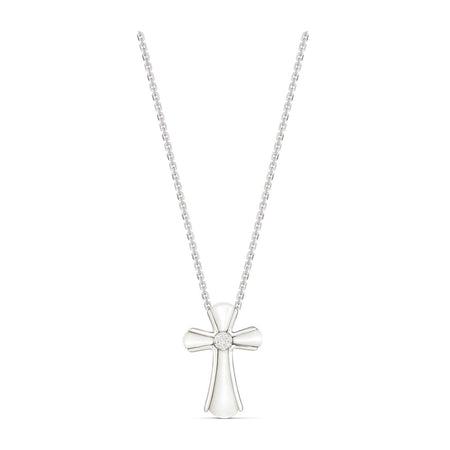 Little Rocks® Cross Pendant Necklace | 18K White Gold