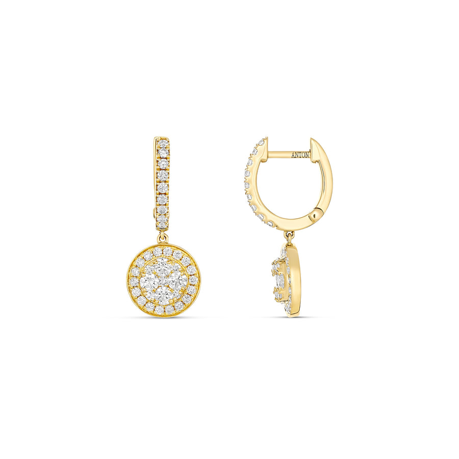 Promise Round Diamond Drop Earrings | White Gold