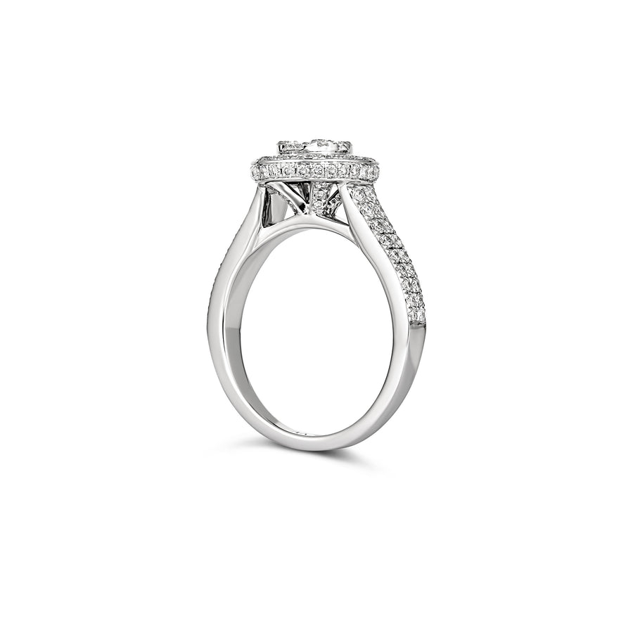 Promise Oval Shape Round Brilliant Cut Diamond Cluster Ring | White Gold