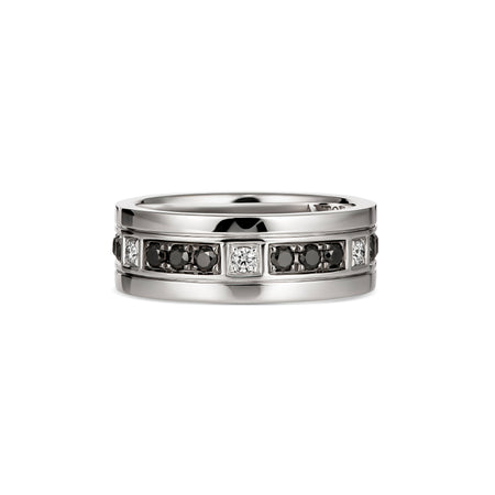 Beau Men's Black Diamond Ring | White Gold