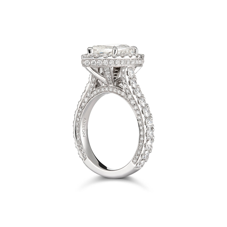 Hot Rocks® Collection Pear Cut Diamond Halo Ring with Diamond Band | Platinum