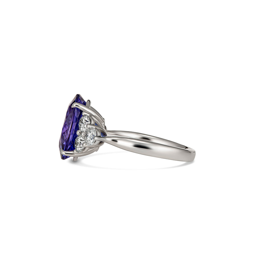 Regal Collection® Three Stone Blue Tanzanite and Diamond Ring | White Gold