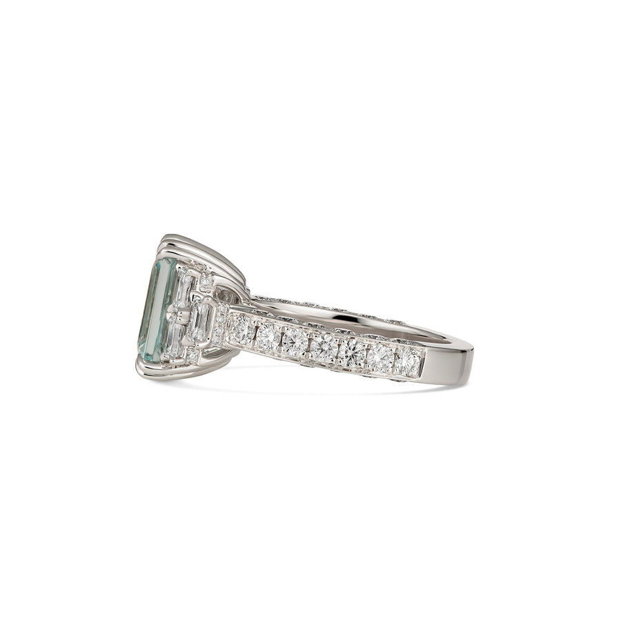 Regal Collection® Aquamarine Emerald Cut Three Stone Diamond Ring | White Gold