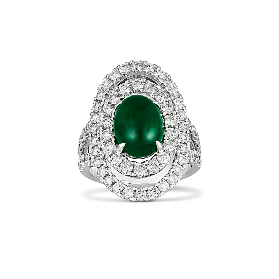 Regal Collection® Oval Cut Emerald Coloured Gemstone and Diamond Ring | White Gold
