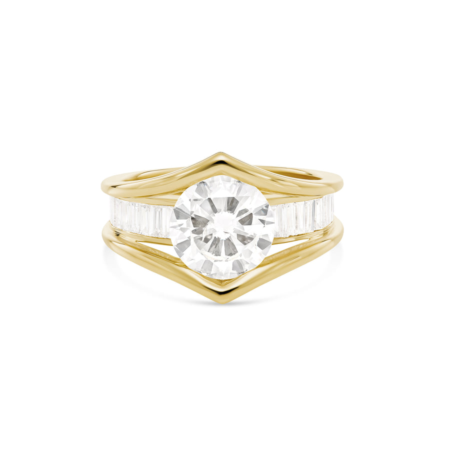 Hot Rocks® Collection Round Brilliant Cut Pointed Halo Ring | Yellow Gold