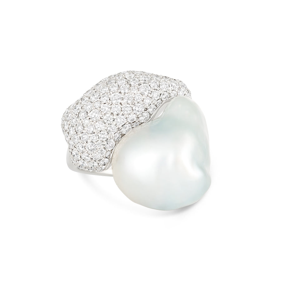 Artisan Raine Pearl and Diamond Ring | White Gold