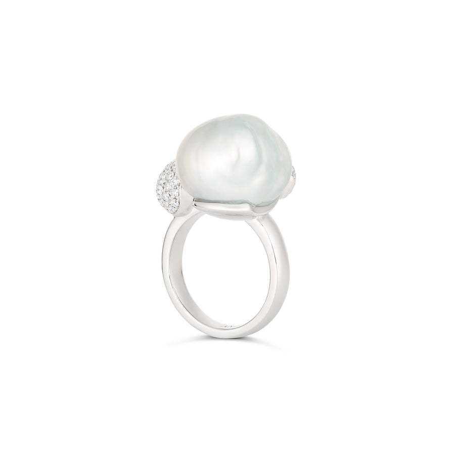 Artisan Raine Pearl and Diamond Ring | White Gold