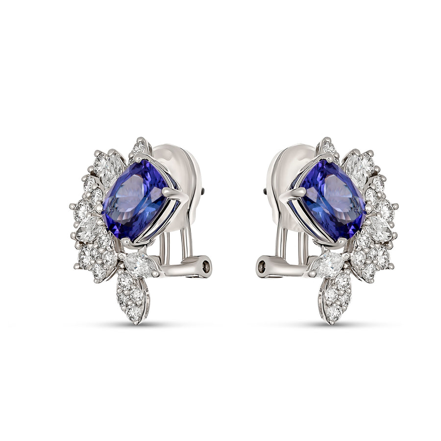 Regal Collection® Cushion Cut Tanzanite and Diamond Earrings | White Gold